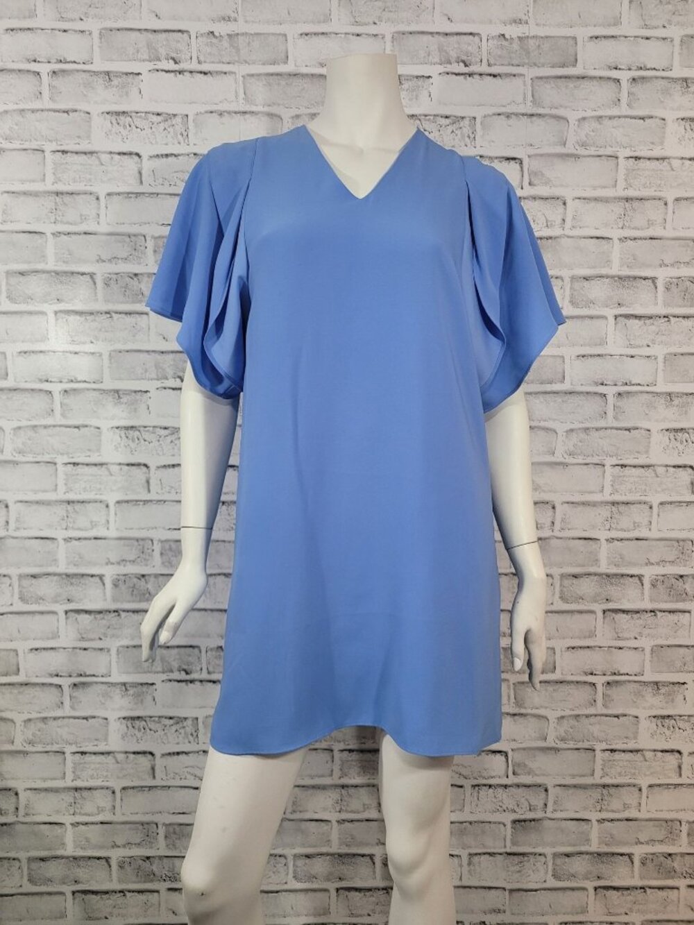 NWOT Anna Cate Dusty Blue Mini Dress Flowy Sleeves V Neck Size XS - READ